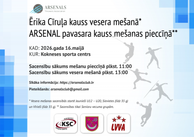 Ērika Cīruļa kauss vesermešanā un ARSENAL mešanas pieccīņa vecmeistariem